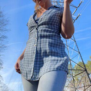 Cute blue plaid urban outfitters top